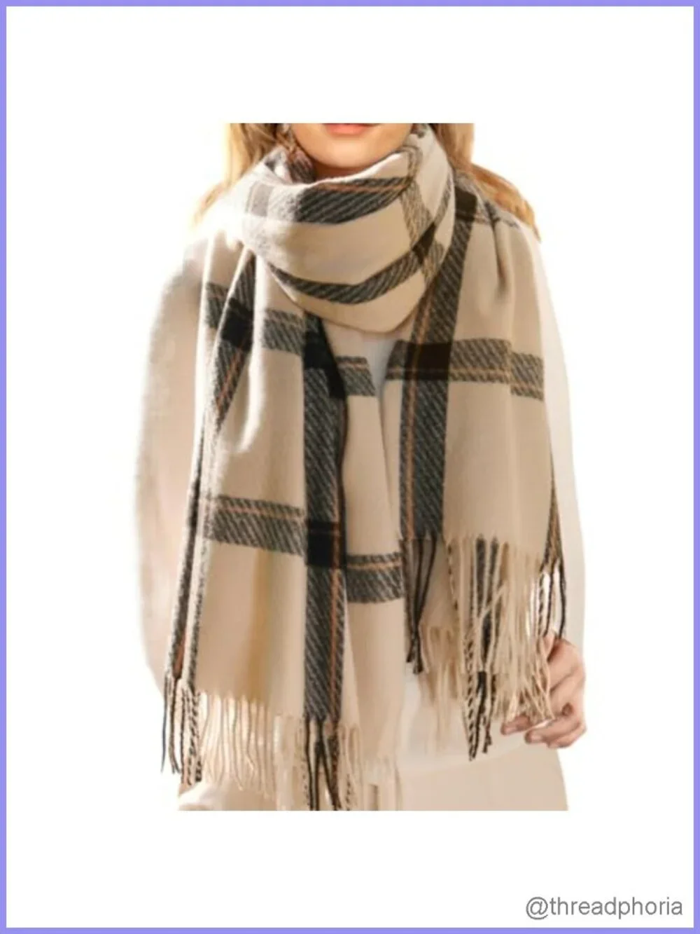 Large Plaid Blanket Scarf Soft Cashmere-like Acrylic Winter Shawl Wrap